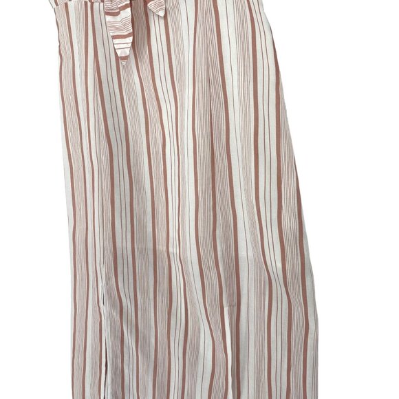 MorrisDay The Label L Pink Striped Midi Dress Spaghetti Strap Keyhole Tie Bust - Picture 7 of 16